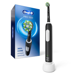 Oral-B Pro 1000 Electric Toothbrush Black Rechargeable Power Toothbrush with 1 Brush Head
